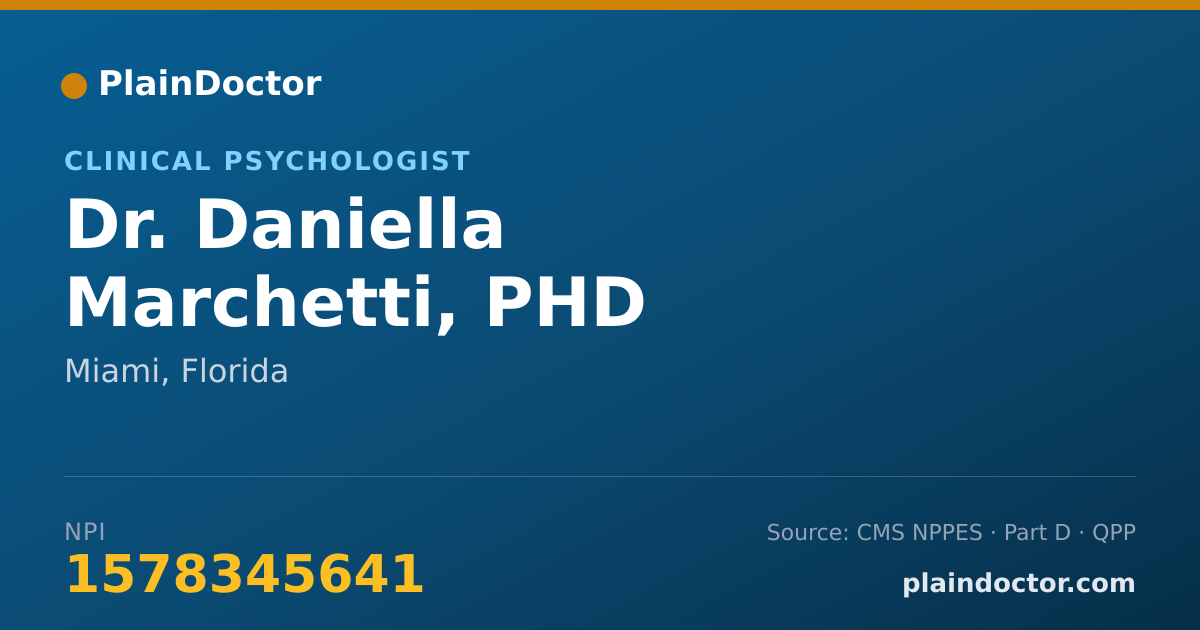 Shareable card for Daniella Marchetti, PHD - Clinical Psychologist, Miami, FL