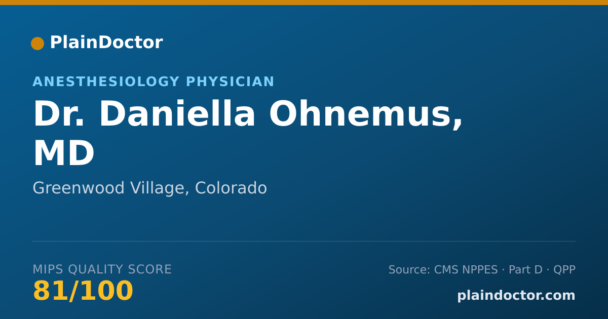 Shareable card for Daniella Ohnemus, MD - Anesthesiology Physician, Greenwood Village, CO