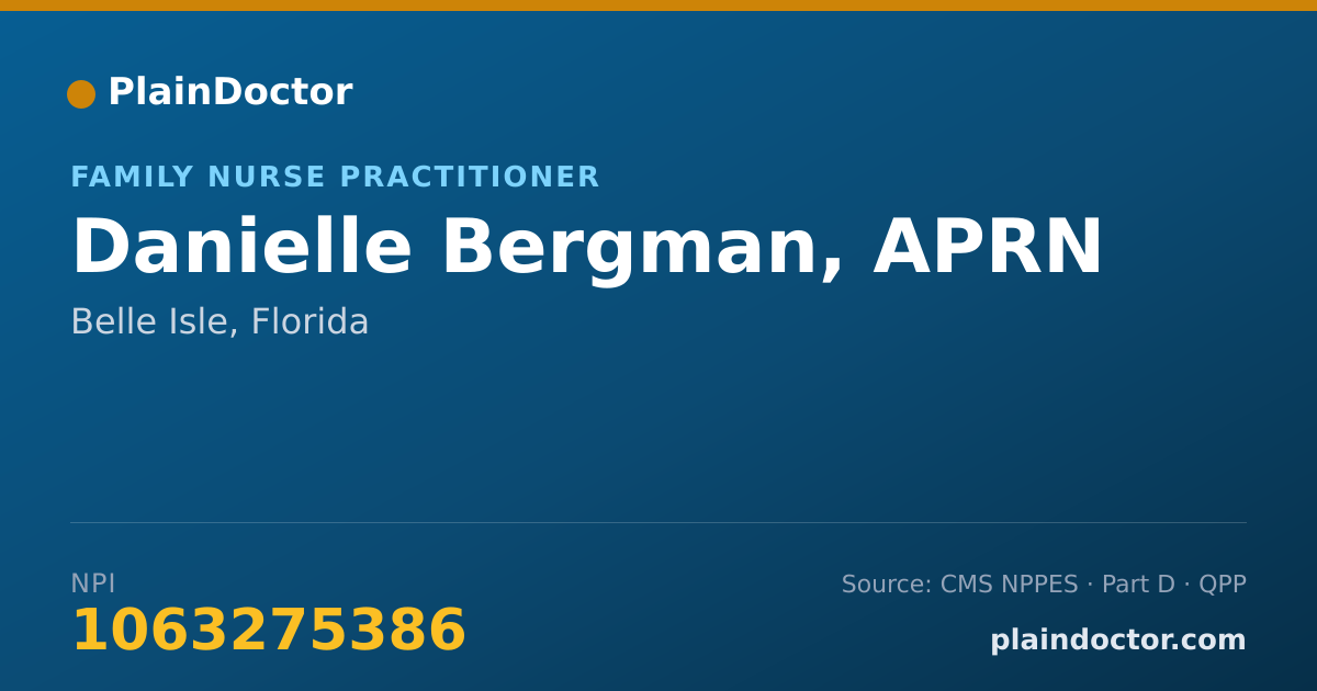 Shareable card for Danielle Bergman, APRN - Nurse Practitioner, Belle Isle, FL