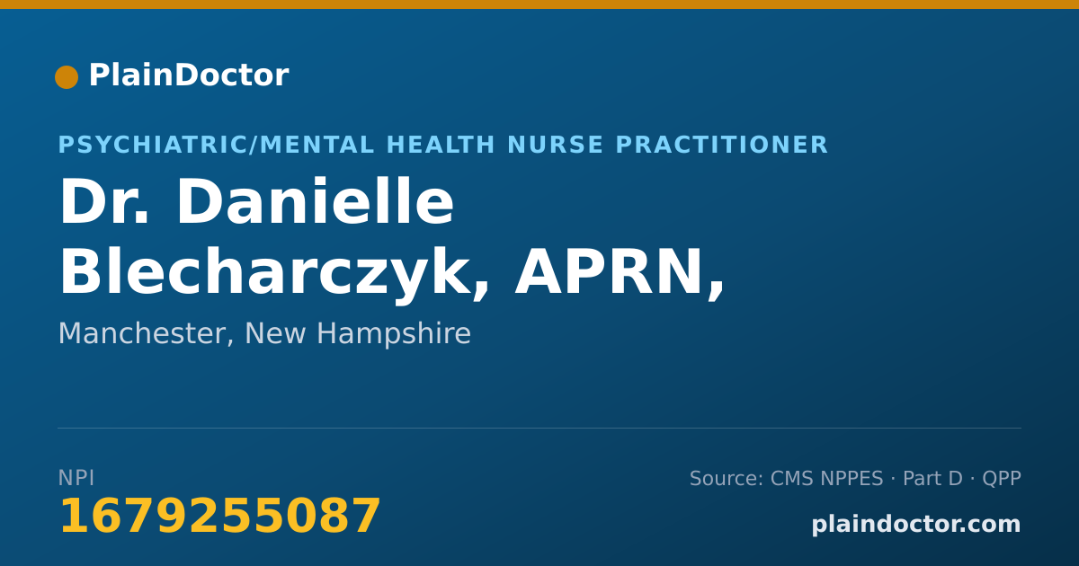 Shareable card for Danielle Blecharczyk, APRN, PMHNP - Psychiatric/Mental Health Nurse Practitioner, Manchester, NH