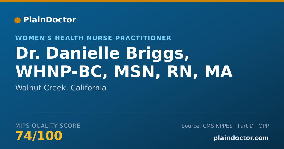 Shareable card for Danielle Briggs, WHNP-BC, MSN, RN, MA - Women's Health Nurse Practitioner, Walnut Creek, CA