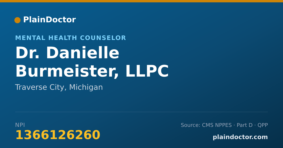 Shareable card for Danielle Burmeister, LLPC - Mental Health Counselor, Traverse City, MI