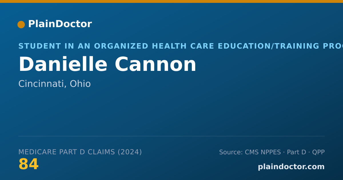 Shareable card for Danielle Cannon - Student in an Organized Health Care Education/Training Program, Cincinnati, OH