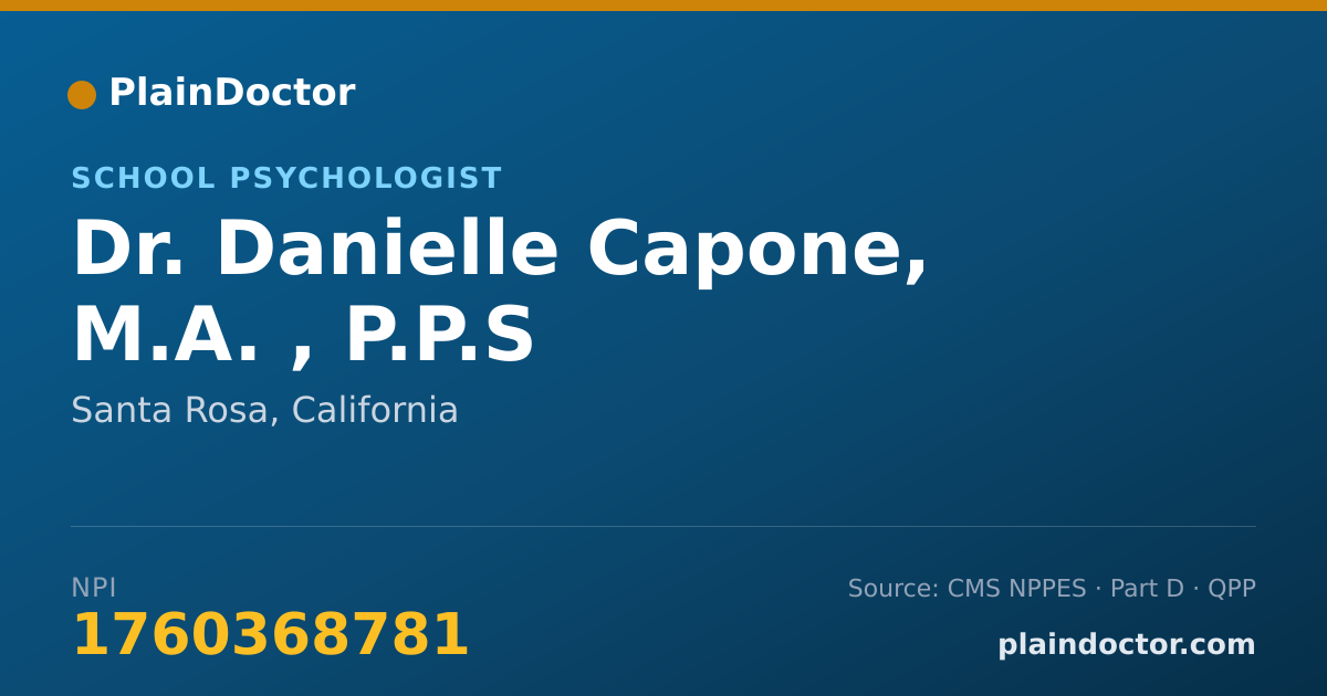 Shareable card for Danielle Capone, M.A. , P.P.S - School Psychologist, Santa Rosa, CA