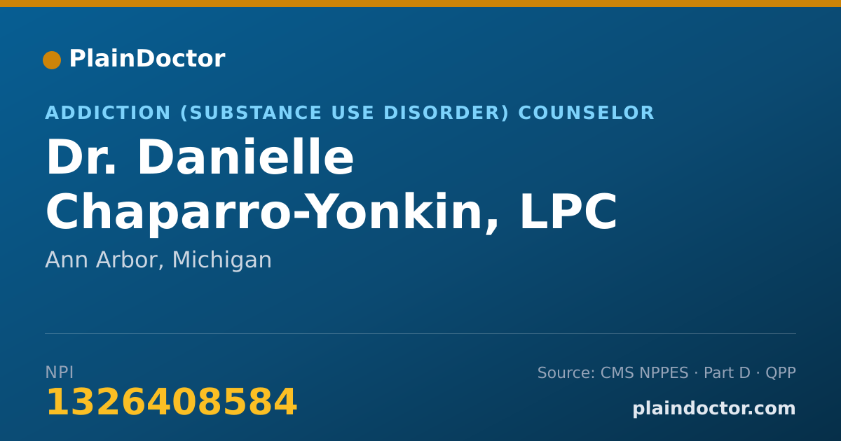 Shareable card for Danielle Chaparro-Yonkin, LPC - Addiction (Substance Use Disorder) Counselor, Ann Arbor, MI