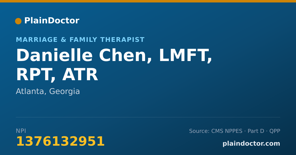 Shareable card for Danielle Chen, LMFT, RPT, ATR - Marriage & Family Therapist, Atlanta, GA