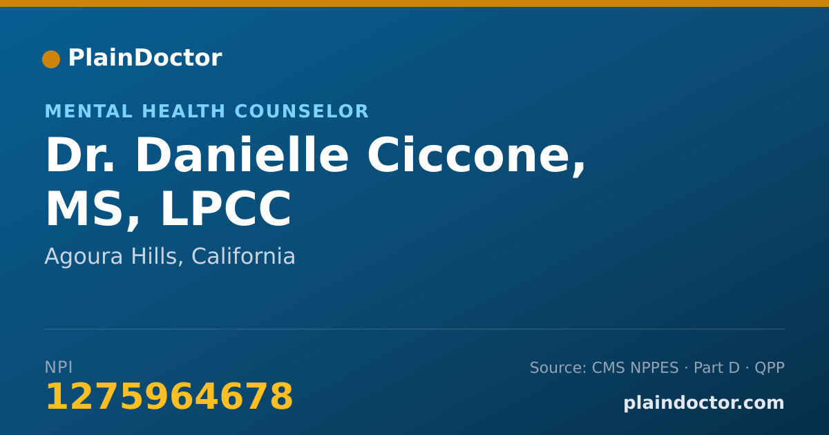 Shareable card for Danielle Ciccone, MS, LPCC - Mental Health Counselor, Agoura Hills, CA