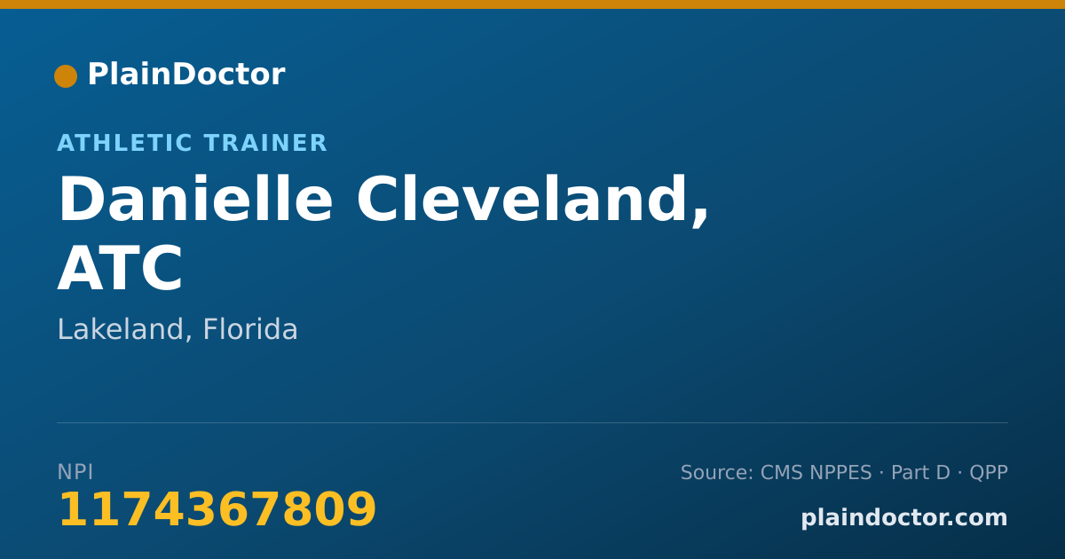 Shareable card for Danielle Cleveland, ATC - Athletic Trainer, Lakeland, FL