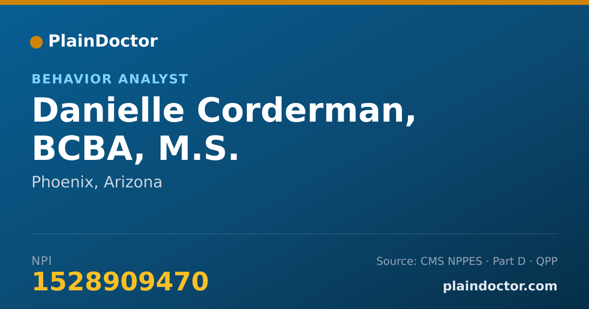 Shareable card for Danielle Corderman, BCBA, M.S. - Behavior Analyst, Phoenix, AZ