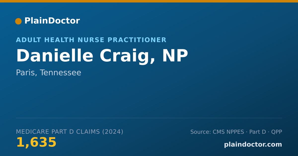 Shareable card for Danielle Craig, NP - Adult Health Nurse Practitioner, Paris, TN