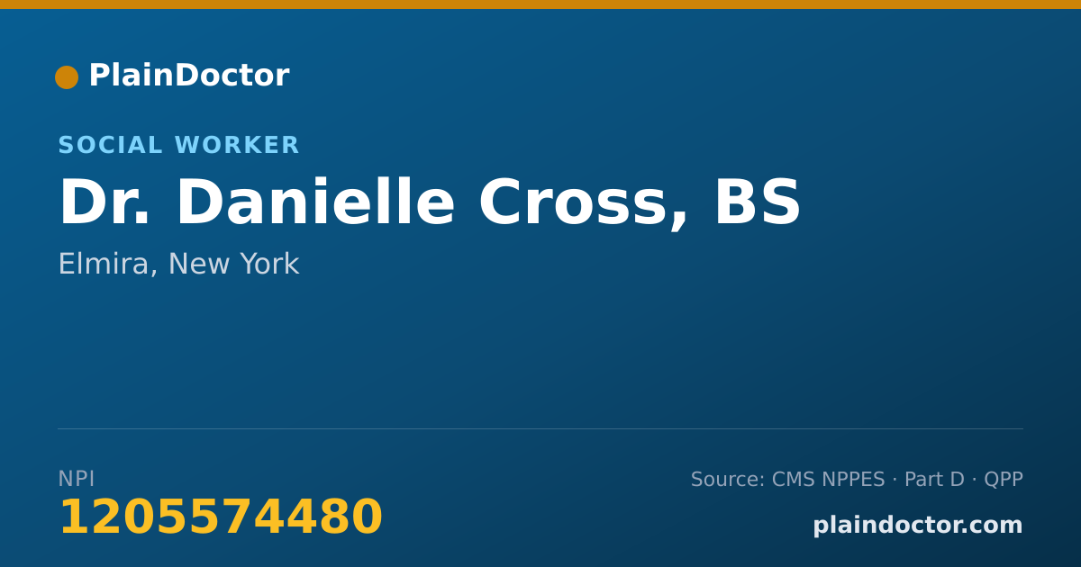 Shareable card for Danielle Cross, BS - Social Worker, Elmira, NY
