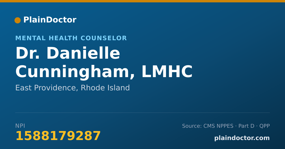 Shareable card for Danielle Cunningham, LMHC - Mental Health Counselor, East Providence, RI