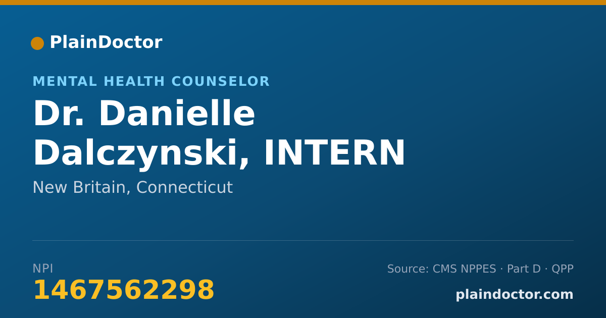 Shareable card for Danielle Dalczynski, INTERN - Mental Health Counselor, New Britain, CT