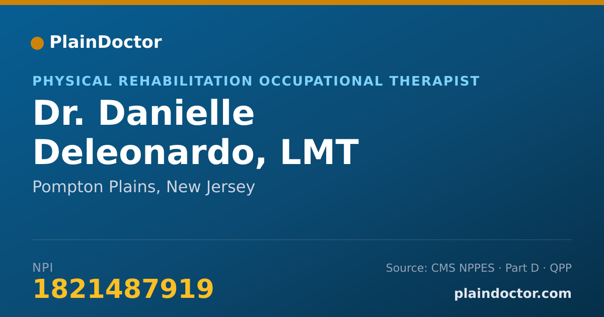 Shareable card for Danielle Deleonardo, LMT - Physical Rehabilitation Occupational Therapist, Pompton Plains, NJ