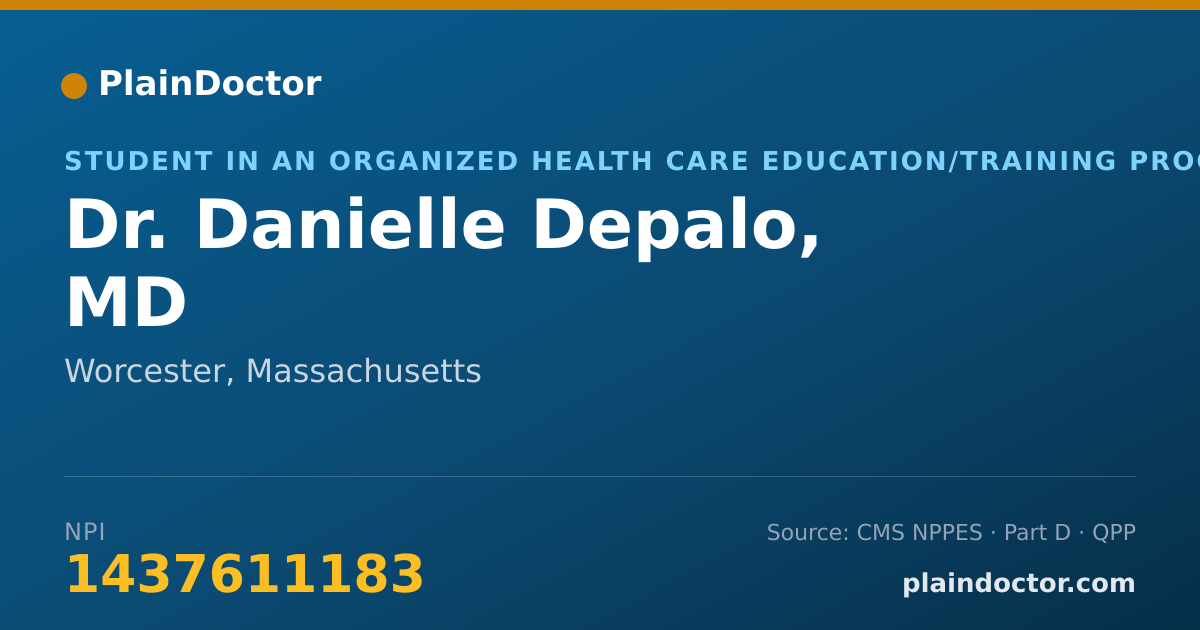 Shareable card for Danielle Depalo, MD - Student in an Organized Health Care Education/Training Program, Worcester, MA