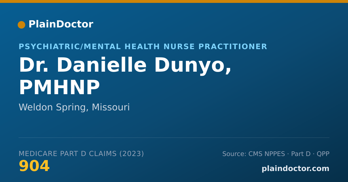 Shareable card for Danielle Dunyo, PMHNP - Psychiatric/Mental Health Nurse Practitioner, Weldon Spring, MO