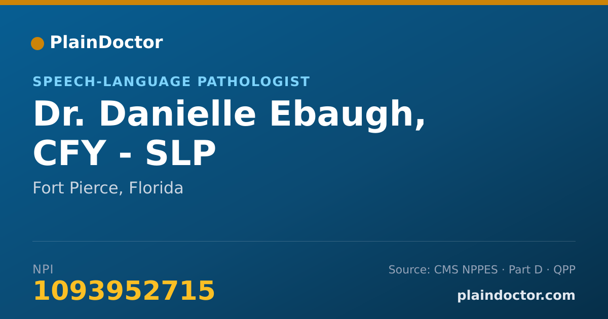 Shareable card for Danielle Ebaugh, CFY - SLP - Speech-Language Pathologist, Fort Pierce, FL