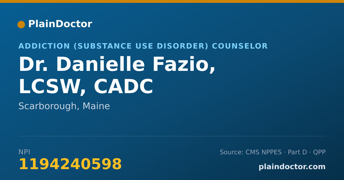 Shareable card for Danielle Fazio, LCSW, CADC - Addiction (Substance Use Disorder) Counselor, Scarborough, ME