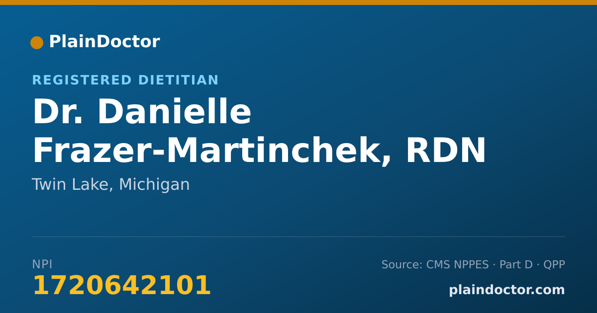 Shareable card for Danielle Frazer-Martinchek, RDN - Registered Dietitian, Twin Lake, MI