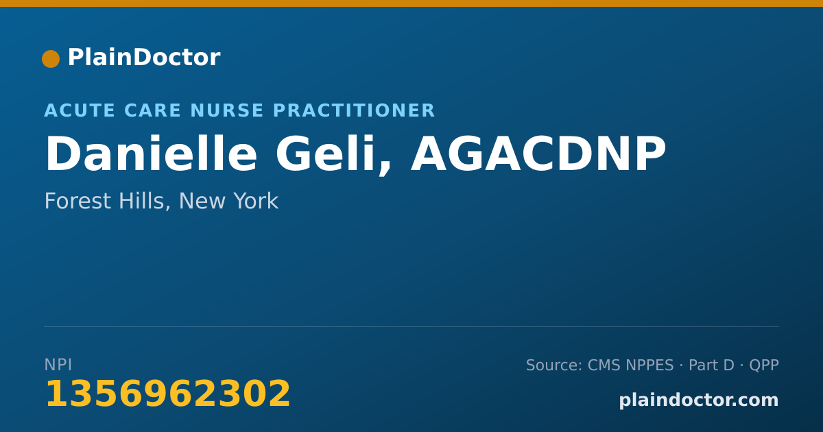 Shareable card for Danielle Geli, AGACDNP - Acute Care Nurse Practitioner, Forest Hills, NY