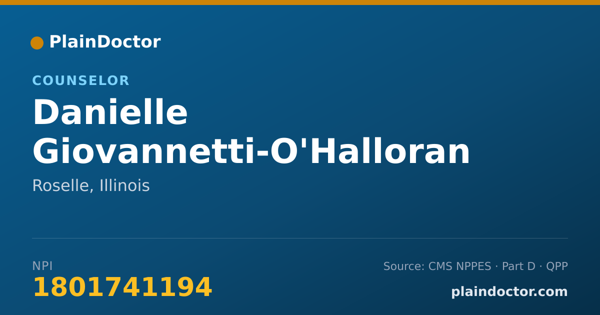 Shareable card for Danielle Giovannetti-O'Halloran - Counselor, Roselle, IL