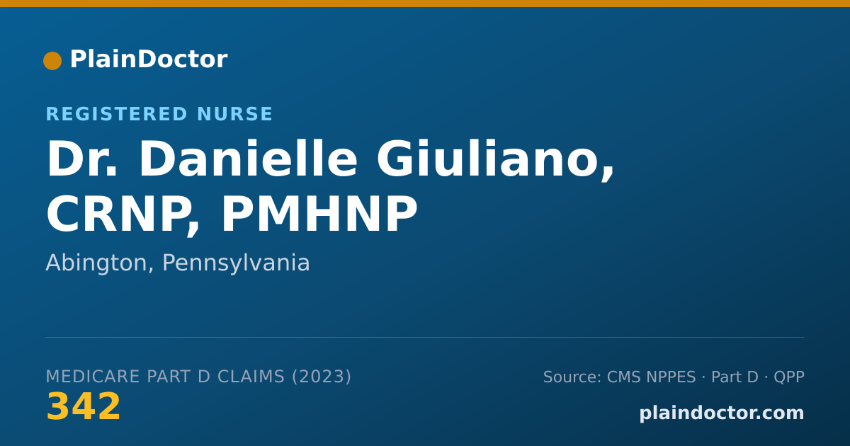 Shareable card for Danielle Giuliano, CRNP, PMHNP - Registered Nurse, Abington, PA