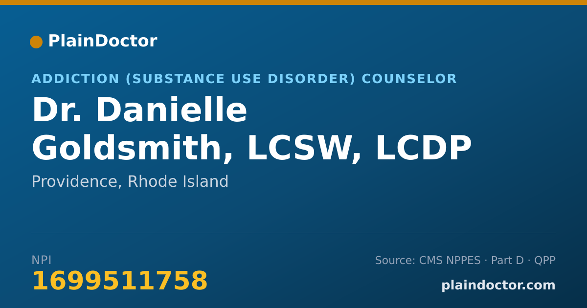 Shareable card for Danielle Goldsmith, LCSW, LCDP - Addiction (Substance Use Disorder) Counselor, Providence, RI