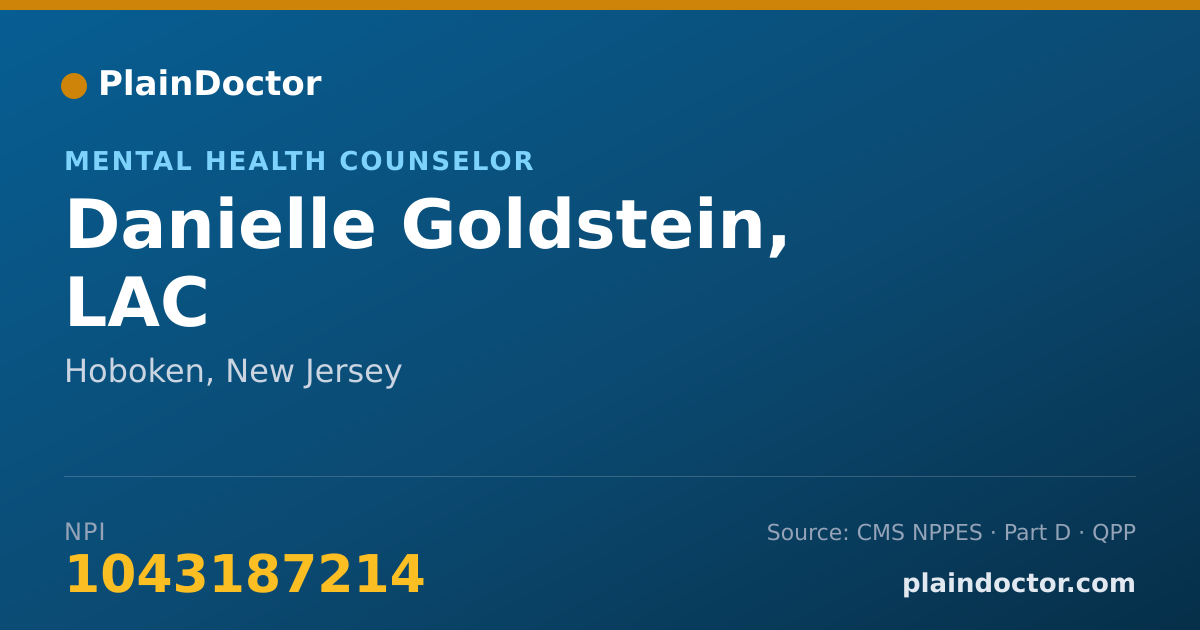 Shareable card for Danielle Goldstein, LAC - Mental Health Counselor, Hoboken, NJ