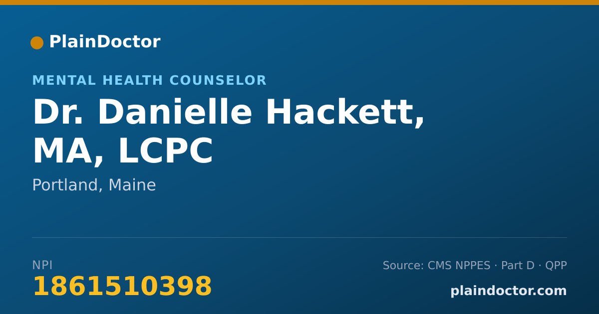 Shareable card for Danielle Hackett, MA, LCPC - Mental Health Counselor, Portland, ME