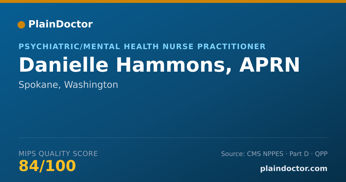 Shareable card for Danielle Hammons, APRN - Psychiatric/Mental Health Nurse Practitioner, Spokane, WA