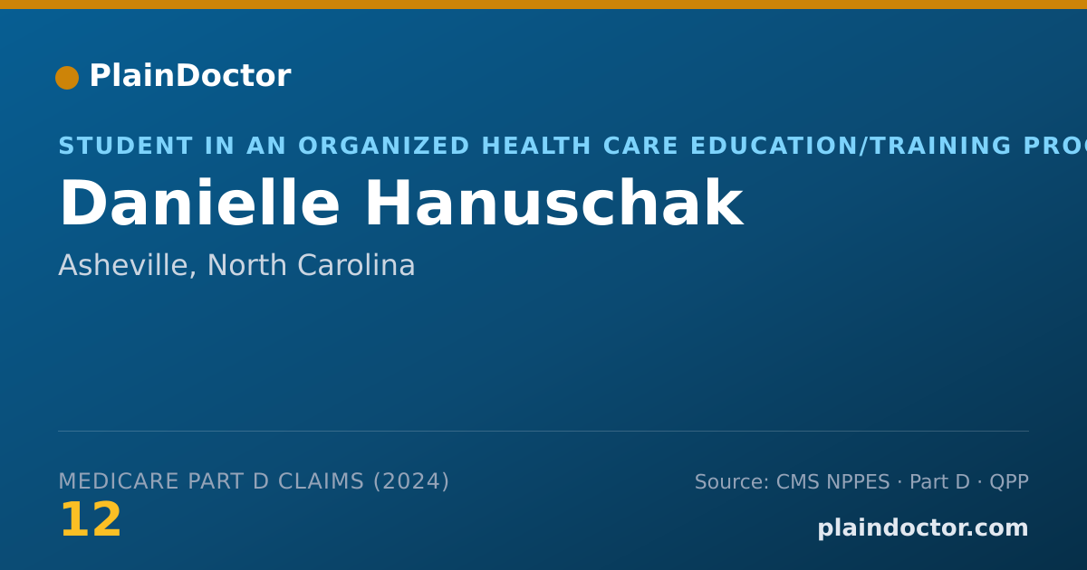 Shareable card for Danielle Hanuschak - Student in an Organized Health Care Education/Training Program, Asheville, NC