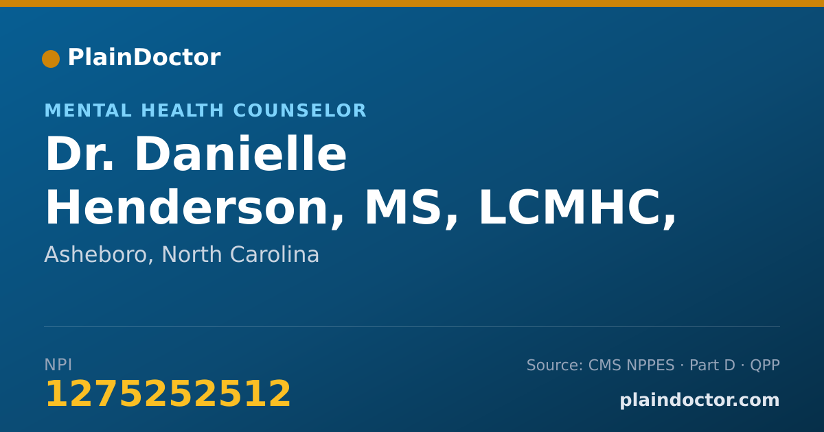 Shareable card for Danielle Henderson, MS, LCMHC, NCC - Mental Health Counselor, Asheboro, NC