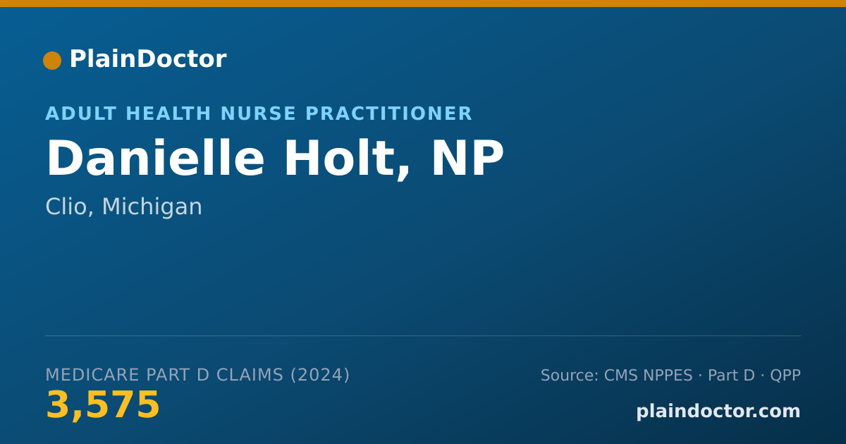 Shareable card for Danielle Holt, NP - Adult Health Nurse Practitioner, Clio, MI