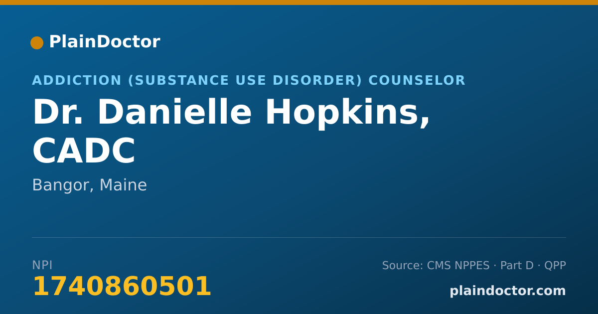 Shareable card for Danielle Hopkins, CADC - Addiction (Substance Use Disorder) Counselor, Bangor, ME