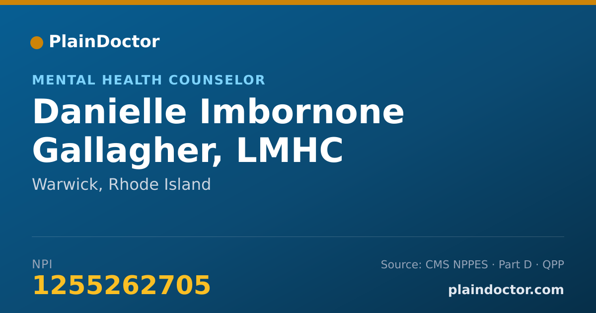 Shareable card for Danielle Imbornone Gallagher, LMHC - Mental Health Counselor, Warwick, RI