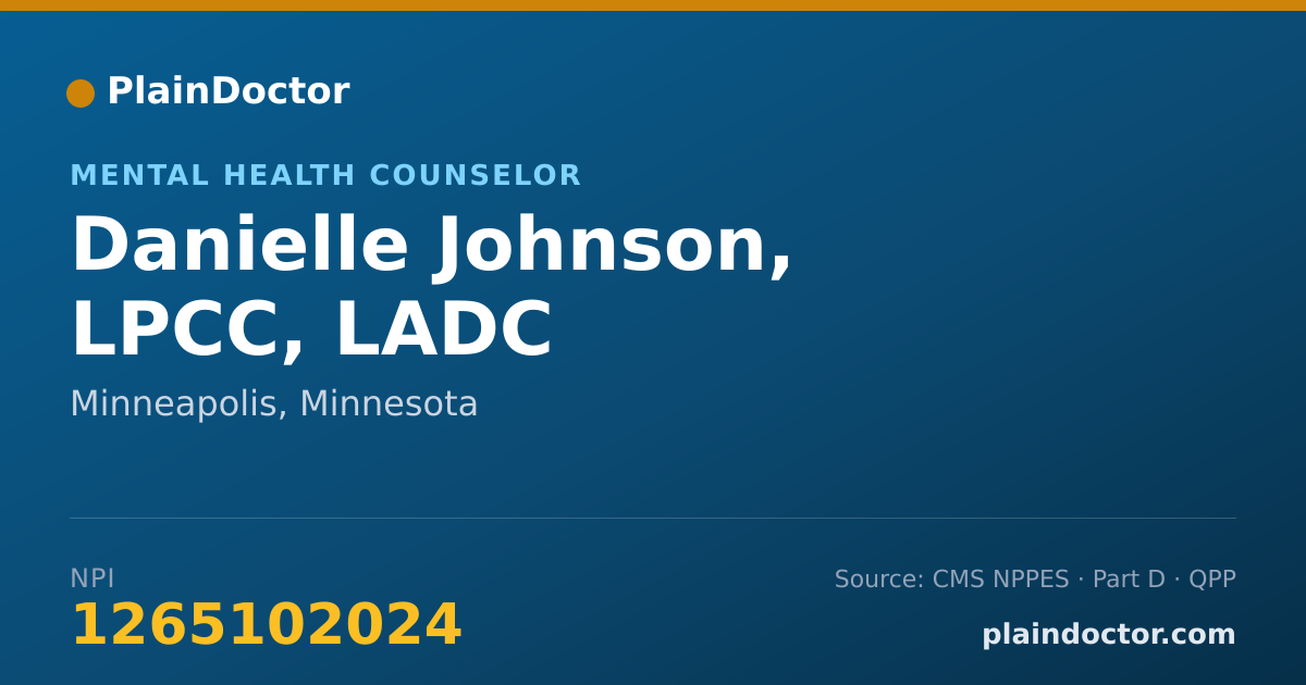 Shareable card for Danielle Johnson, LPCC, LADC - Mental Health Counselor, Minneapolis, MN