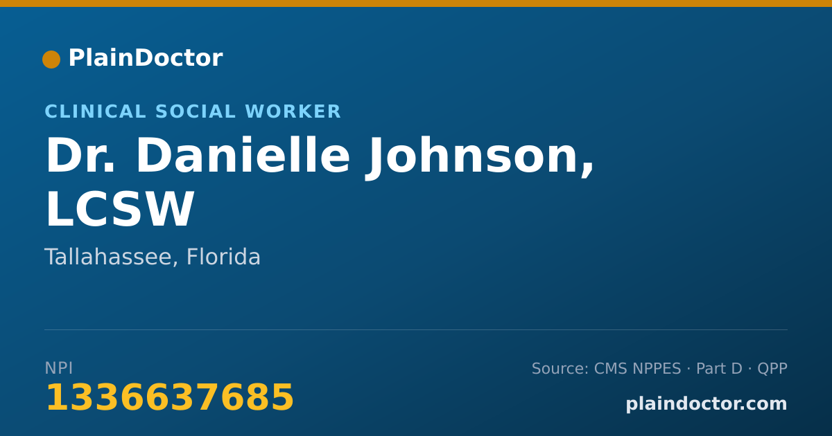 Shareable card for Danielle Johnson, LCSW - Clinical Social Worker, Tallahassee, FL