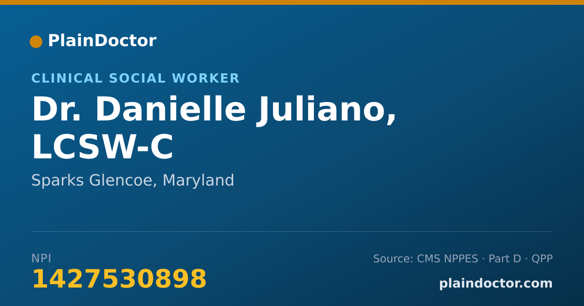 Shareable card for Danielle Juliano, LCSW-C - Clinical Social Worker, Sparks Glencoe, MD