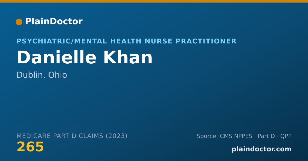 Shareable card for Danielle Khan - Psychiatric/Mental Health Nurse Practitioner, Dublin, OH