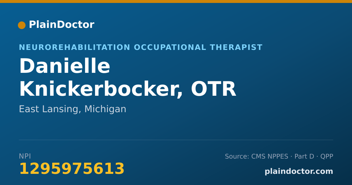 Shareable card for Danielle Knickerbocker, OTR - Neurorehabilitation Occupational Therapist, East Lansing, MI