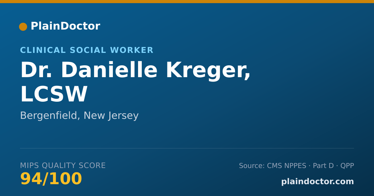Shareable card for Danielle Kreger, LCSW - Clinical Social Worker, Bergenfield, NJ