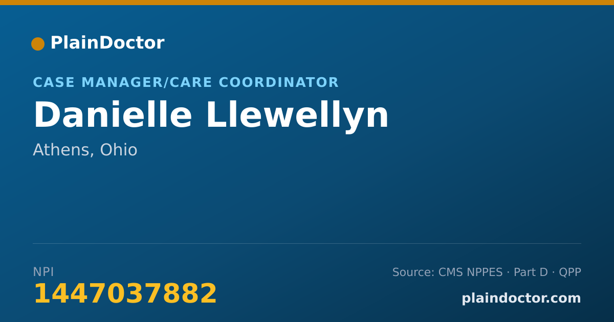Shareable card for Danielle Llewellyn - Case Manager/Care Coordinator, Athens, OH