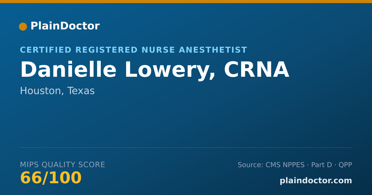 Shareable card for Danielle Lowery, CRNA - Certified Registered Nurse Anesthetist, Houston, TX