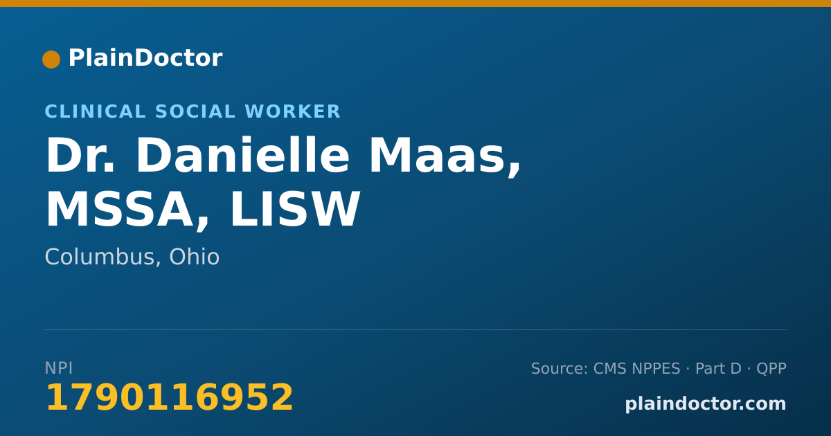 Shareable card for Danielle Maas, MSSA, LISW - Clinical Social Worker, Columbus, OH