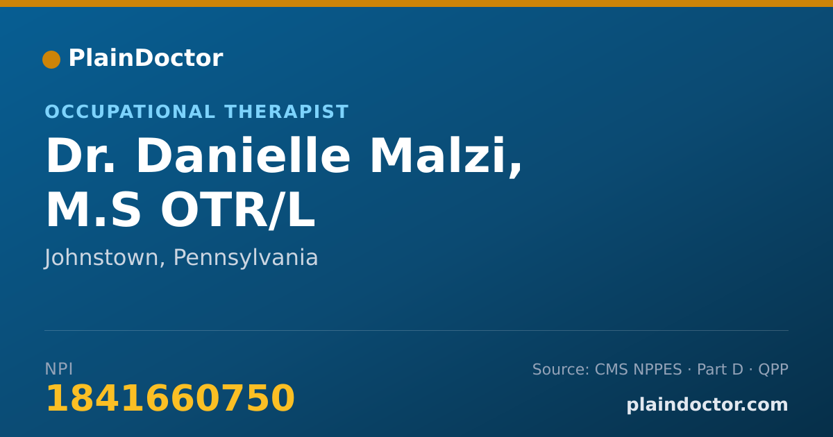 Shareable card for Danielle Malzi, M.S OTR/L - Occupational Therapist, Johnstown, PA