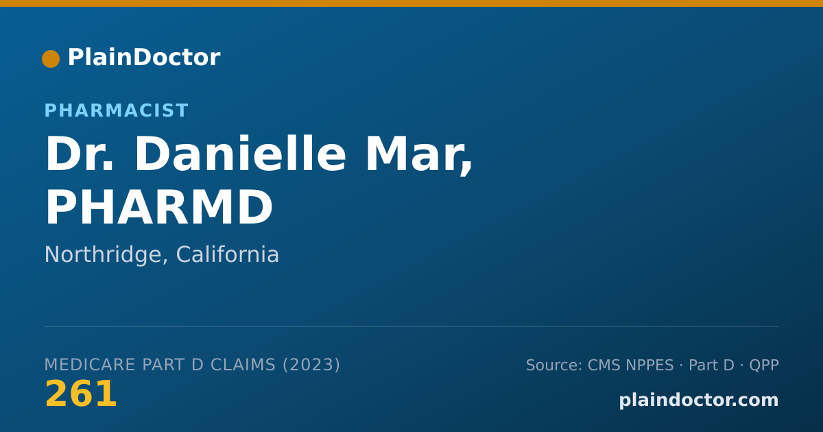 Shareable card for Danielle Mar, PHARMD - Pharmacist, Northridge, CA