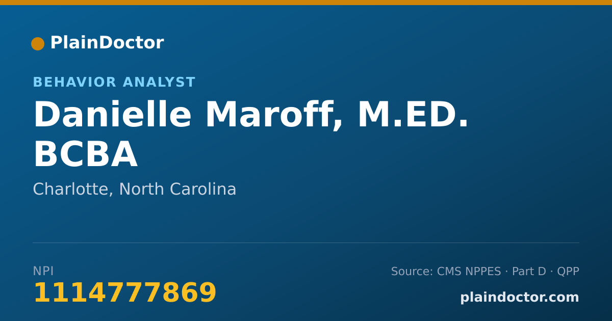 Shareable card for Danielle Maroff, M.ED. BCBA - Behavior Analyst, Charlotte, NC