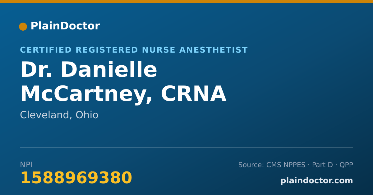 Shareable card for Danielle McCartney, CRNA - Certified Registered Nurse Anesthetist, Cleveland, OH
