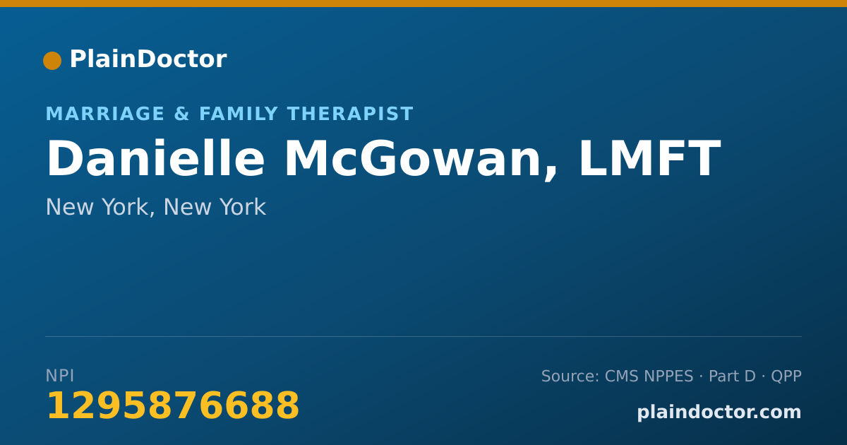 Shareable card for Danielle McGowan, LMFT - Marriage & Family Therapist, New York, NY
