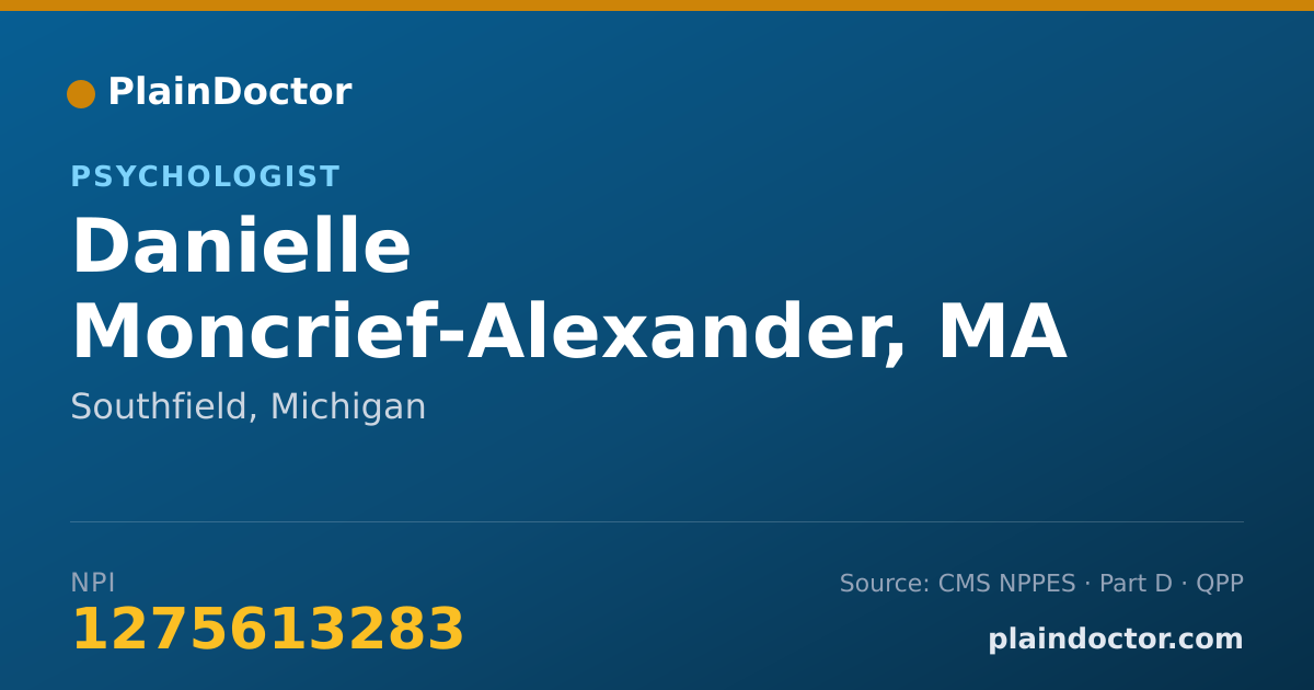 Shareable card for Danielle Moncrief-Alexander, MA LLP - Psychologist, Southfield, MI